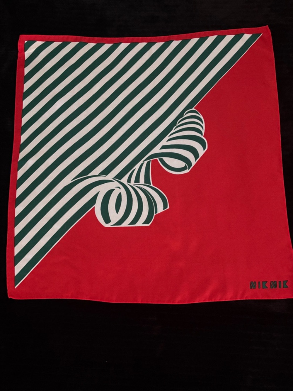 Italian Orange & Green Striped Silk Scarf